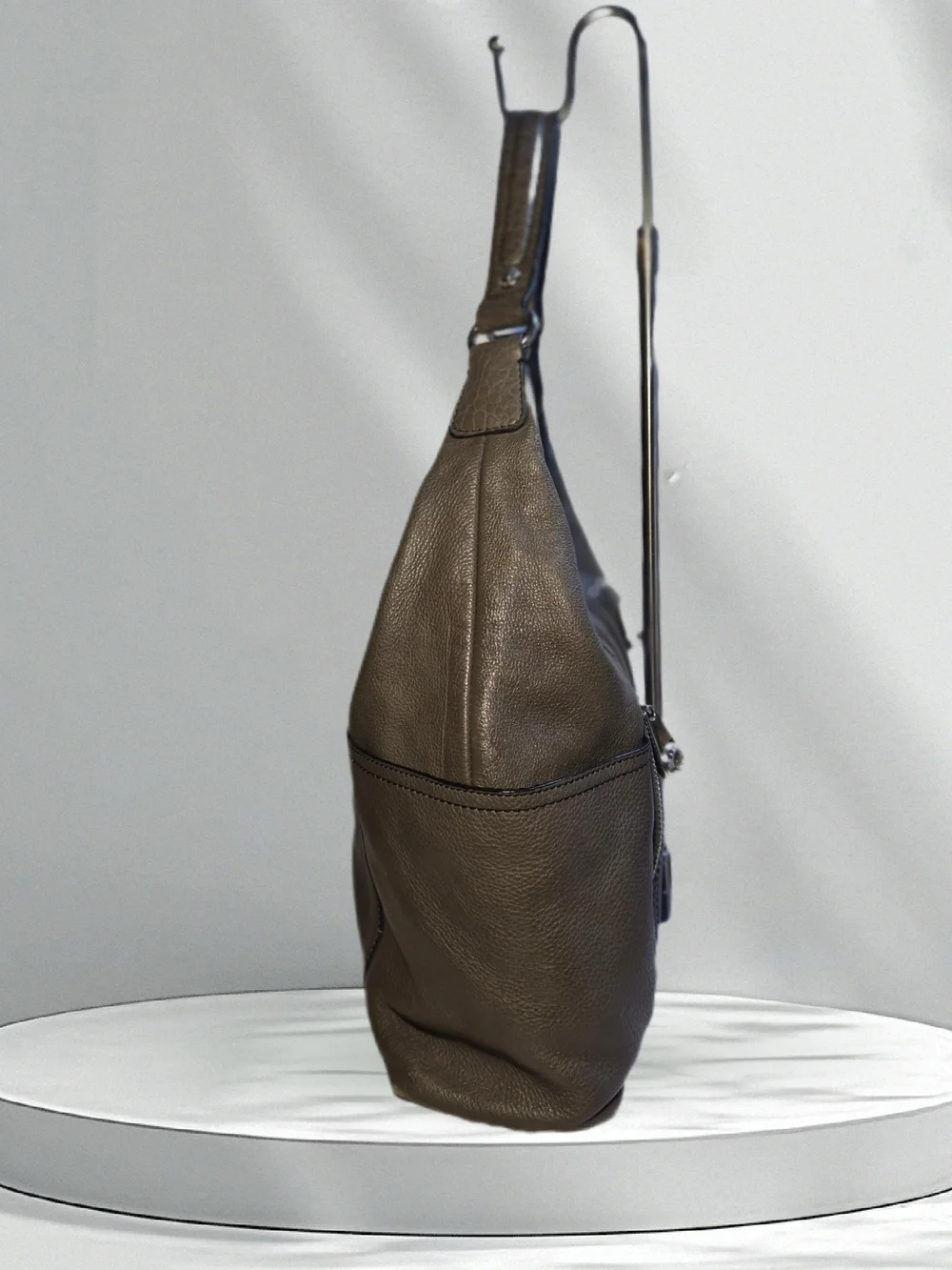 Etienne Aigner Gray Leather Hobo Shoulder Bag